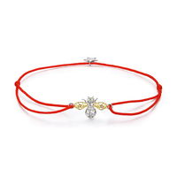 Bratara din argint cu snur Bee and Star, EdenBoutique