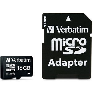 Verbatim Verbatim 16GB Micro SD (HC) CLASS 10 WITH ADAPTOR, Verbatim