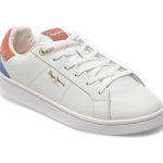 Pantofi sport PEPE JEANS albi, LS31467, din piele ecologica, Pepe Jeans