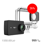 XIAOMI Camera Yi 4K Plus Action + Husa 360 Waterproof Si Kit Utilizare Negru, XIAOMI