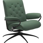 Fotoliu Stressless Metro cu spatar jos baza star cadru negru mat tapiterie piele Paloma Dark Green