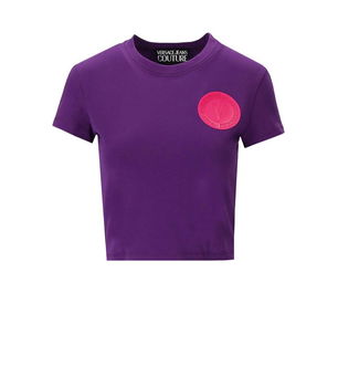 Versace Jeans Couture VERSACE JEANS COUTURE V-EMBLEM PURPLE CROP T-SHIRT Violet