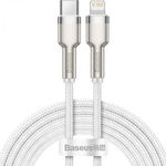 Cablu de date, Baseus, Tip USB-C la Lightning, 20 W, 2 m, alb