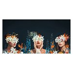 Tablou colaj trei femei cu flori pe ochi 2117 - Material produs:: Poster pe hartie FARA RAMA, Dimensiunea:: 60x120 cm, 
