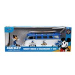 Masinuta diecast Jada Toys cu figurina - Disney Mickey Mouse, Volkswagen T1 Bus 1:24