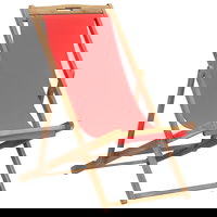 Scaun de plajă pliabil, roșu, lemn masiv de tec