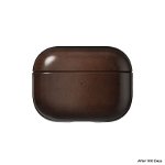 Carcasa din piele naturala NOMAD Leather compatibila cu Apple AirPods Pro 2 Brown, NOMAD