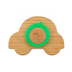 Farfurie masinuta din bambus organic cu baza tip ventuza Oaki verde, Oaki