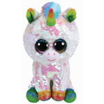 TY - Jucarie din plus Unicorn , Boos , 15 cm, Cu paiete