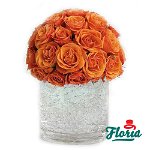 Aranjament de masa pentru nunta cu 35 trandafiri portocalii deosebiti, Floria