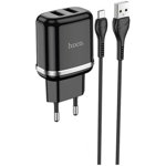 Incarcator Priza 2xUSB-A, 12W, 2.4A + Cablu Micro-USB 1m Hoco Aspiring (N4) Negru