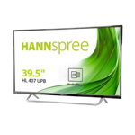 Monitor HANNSPREE HL407UPB, IPS, 39.5 inch, Wide, Full HD, D-Sub, HDMI, USB Media Player, Negru