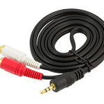 Cablu jack audio universal, player mp3, tv, dvd, consola, lungime cablu: 1,5m, negru, Pro Cart