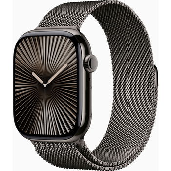 Apple Watch Series 10 GPS + Cellular, 46mm Slate Titanium Case, Slate Milanese Loop - M/L