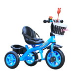 Tricicleta cu pedale pentru copii 2-5 ani, 2 cosuri depozitare, Albastru, 
