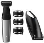 Philips Aparat de tuns corporal BG5020/15, 3 piepteni, 3-7mm, rezistent la apa, Accesoriu spate, 60 de minute, Negru/Argintiu