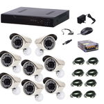 Kit Sistem De Supraveghere Video Klausstech, 8 Camere Gigant, Utilizabil In Interior Sau Exterior, 1200tvl + Dvr Cu 8 Canale Lan, KlaussTech