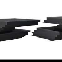 Masa cafea Florenz, blat superior mobil, 76x76x38 cm, Negru, 