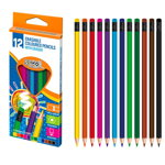 Creioane colorate cu radiera, forma hexagonala, mina rezistenta, set 12 bucati, S-COOL