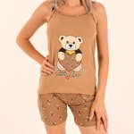 Pijama pentru dama maro Teddy- cod 46306, 