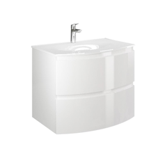 Bază lavoar baie suspendată Savini Armonia, 2 sertare, MDF, 70 cm, alb