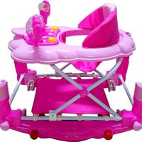 Premergator pentru copii Baby Care H914 Ratusca Roz cu roti din silicon, melodii si functie balansoar, Baby Care