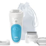 Epilator BRAUN Silk-epil 5 SE5/890, 28 pensete, 2 viteze, 3 accesorii, retea, SensoSmart, alb-albastru