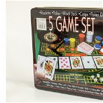 Set jocuri de societate 5 in 1, ruleta, poker, carti de joc, zaruri, DANETI COM SRL