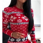 Haine de Craciun Rochie Dama tricotata model de Craciun rosu/gri