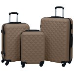 vidaXL Set de valize cu carcasă rigidă, 3 piese, maro, ABS, vidaXL