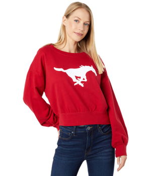 Imbracaminte Femei Lauren James SMU Mustangs Cropped Crew Neck Sweatshirt Red, Lauren James
