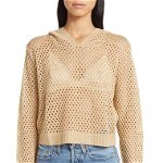 Imbracaminte Femei Cotton Emporium Cropped Mesh Hooded Sweater Beige