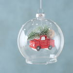 Ornament pentru brad, din sticla Little Car Rosu, Ø8 cm