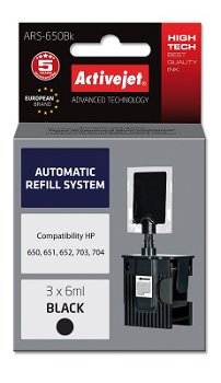 Sistem Kit automat de refill black pentru HP 650 HP 703 HP 704 ActiveJet, ActiveJet