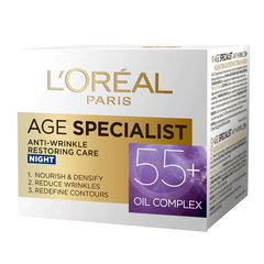 Crema antirid pentru fata de noapte Age Specialist 55+, 50ml, L'Oreal Paris, L'Oreal Paris
