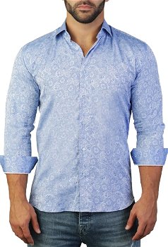 Imbracaminte Barbati Maceoo Fibonacci Print Tailored Fit Dress Shirt BLUE
