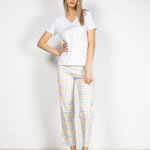 Pantaloni de pijama din bumbac cu carouri 22MUR21014, FARA BRAND