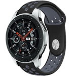 Curea ceas Smartwatch Samsung Gear S3, iUni 22 mm Silicon Sport Black-Grey