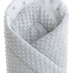 Paturica de infasat nou-nascut Minky White Gray Stars 75x75 cm, Medi Partners