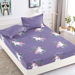 Husa de pat cu elastic din Bumbac Finet + 2 Fete de Perna, Unicorns, JOJO HOME