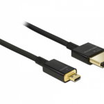 Cablu Delock HDMI-A tata - Micro HDMI-D tata, 18 Gbit/s, 4K, 0.5 m, negru