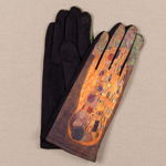 Manusi dama, textil cu imprimeu inspirat din pictura Sarutul a lui Gustav Klimt, Shopika