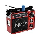 Radio FM/AM Waxiba XB-206URT, USB, lanterna LED, acumulator integrat, Rosu