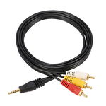 Cablu conector 3 RCA la Jack 3.5 mm tata, pentru camera video, 5 m, Negru, BBL7594, BIBILEL