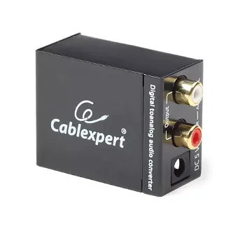 Convertor audio digital - analogic Cablexpert cu alimentator 5V DC inclus negru DSC-OPT-RCA-001-DC