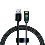 Cablu de incarcare rapid Baseus MicroUSB - USB Type-C, Display LED, 66W, 6A, Negru, 1 m, Baseus