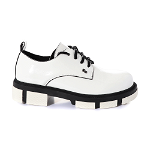 Pantofi derby femei Enzo Bertini albi lăcuiți cu detalii negre 1121DP9132LA, Enzo Bertini