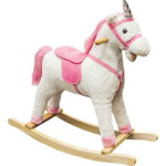 Unicorn balansoar, lemn + plus, roz, 78x28x68 cm, Noriel