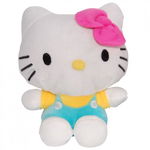 Jucarie din plus Hello Kitty cu salopeta vernil, 17 cm, Play by Play