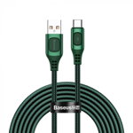 Cablu de incarcare Baseus Quick Charge USB-C, Huawei SCP, Samsung AFC, 5A, 2m, QC3.0, verde